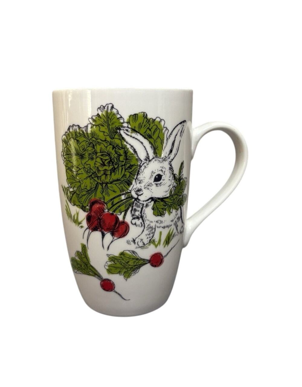 Tag Bunny Radish Tall Mug in multicolor bone china drinkware Easter Rabbit